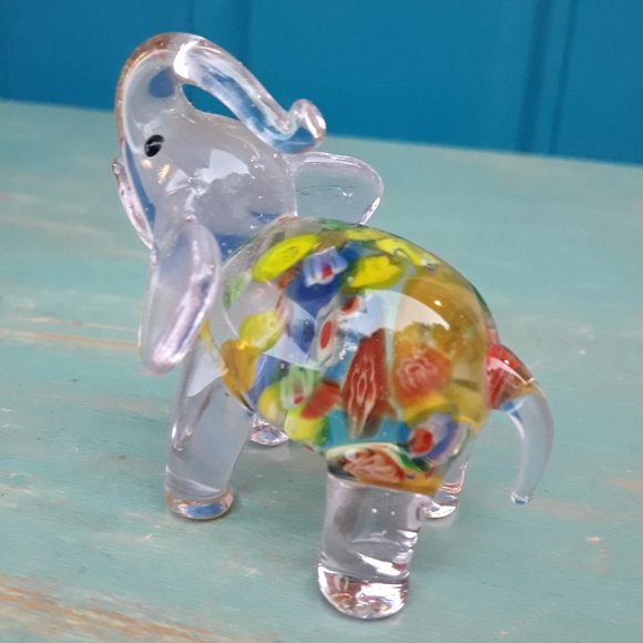 Murano Glass Elephant Millefiore Multi Colored Blown Glass Handmade Figurine - Picture 5 of 16